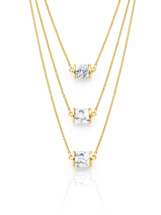 Jewelry - Square Granite Layered Gold Necklace